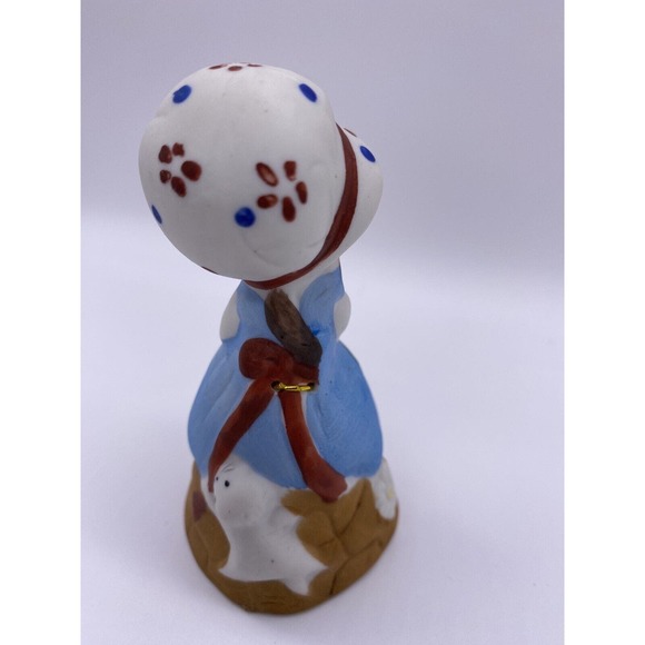 Vintage Jasco Bell Bonnet Girl Flowers Cat Kitty 5" 1978 Taiwan Home Decor - Picture 3 of 11
